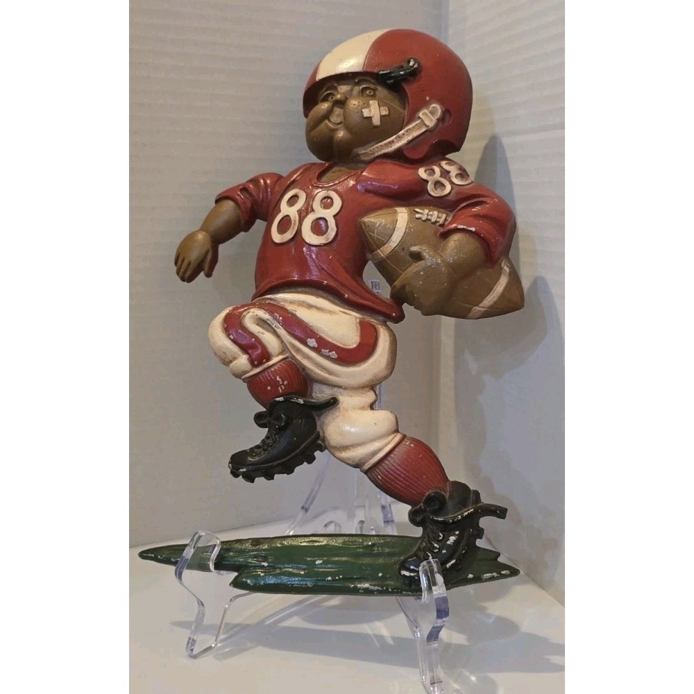 Vintage 1976 Homco Football Player Cast Iron Metal Wall Decor #88 Red Running - Picture 4 of 4